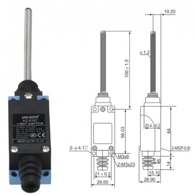 Концевой переключатель с роликовым рычагом | 10A | 380VAC | IP65 | 2NO+2NC 4