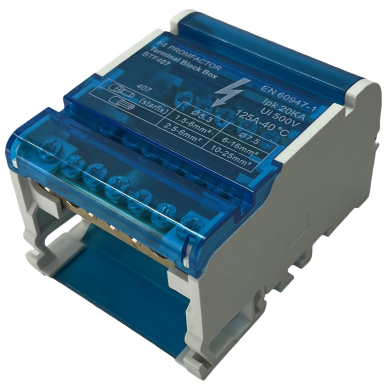 Zacisk rozdziału mocy | 2x15 | 4x7 | 1.5-16mm² | na szynę DIN | Promfactor Baltic BTF407 Zacisk rozdziału mocy | 2x15 | 4x7 | 1.5-16mm² | na szynę DIN | Promfactor Baltic BTF407