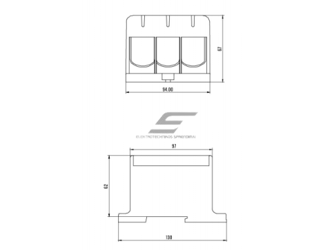 Galios gnybtai 3x35-240mm² kabelių -laidų pajungimui, komunikacijai į paskirstymo skydelį ant DIN bėgelio 1