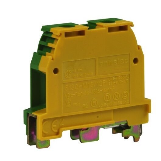 Terminal | Connector mounted on DIN | 16mm² | Green-yellow | 5130-M16/12P Entrelec Terminal | Connector mounted on DIN | 16mm² | Green-yellow | 5130-M16/12P Entrelec