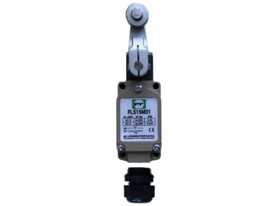 Mechaninis galinės padėties (galinukas) jungiklis su ratuku | 1NO+1NC | IP66 | plieninis | Promfactor Baltic | FLS 15M31