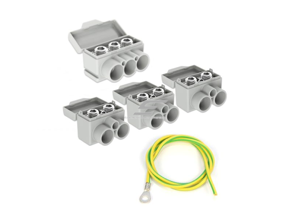 Galios paskirstymo gnybtų komplektas | 1000V | Al: 10-50mm² | Cu: 2,5-35mm² | pilki | IP23 | 4 vnt. | Morek | MAS50SET06