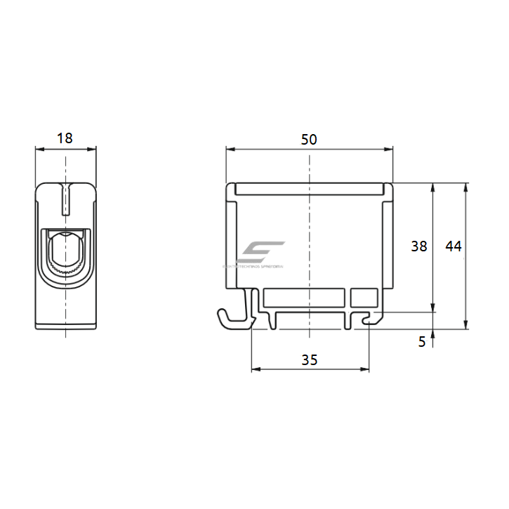 Power terminal | for wire connection | Cu/Al: 160/145A | Al/Cu: 2.5-50/6-50mm² | DIN | blue | Promfactor Baltic FT1050N 1