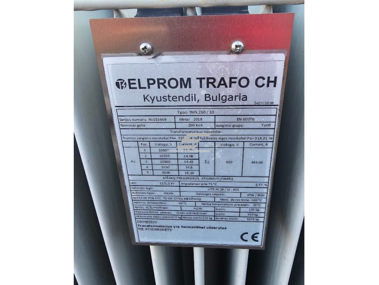 Galios transformatorius | 2500kVA | 10kV/0,4kV | Yyn0 | TMX 250/10 | ONAN | IP54/IP00 | Elprom | 34211.00.06 | 153469