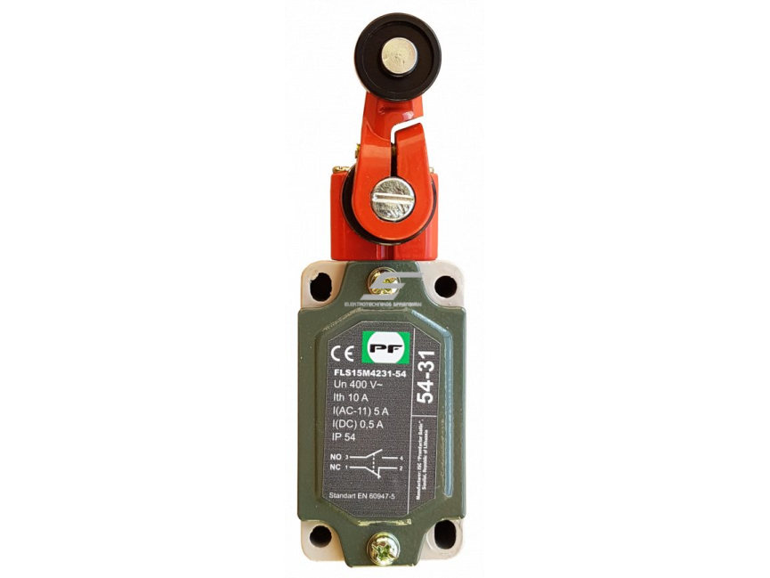 Mechaninis galinės padėties (galinukas) jungiklis su ratuku | 1NO+1NC | IP54 | Promfactor Baltic | FLS 15М 4231 | 4779040152098