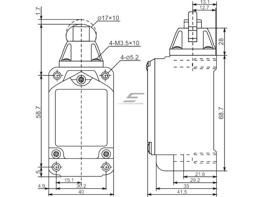 Mechaninis galinės padėties (galinukas) jungiklis su ratuku | 1NO+1NC | IP67 | metalinis | FLS 15M21 | Promfactor Baltic | FLS15M2167 | 4779040159332 1