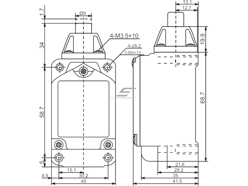 Mechaninis galinės padėties (galinukas) jungiklis su svirtele | 1NO+1NC | IP67 | metalinis | FLS 15M11 | Promfactor Baltic | FLS15M1167 | 4779040159325 1