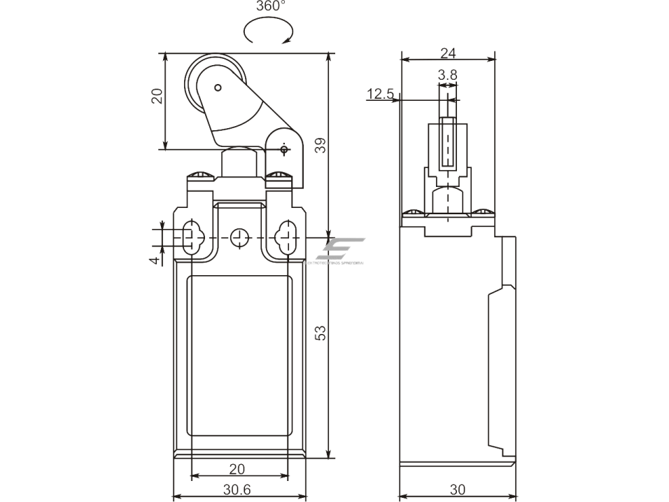 Mechaninis galinės padėties (galinukas) jungiklis su ratuku | 1NO+1NC | IP65 | plastikinis | FLS 15M35Р | Promfactor Baltic | FLS15M35P65 | 4779040159288 1 Mechaninis galinės padėties (galinukas) jungiklis su ratuku | 1NO+1NC | IP65 | plastikinis | FLS 15M35Р | Promfactor Baltic | FLS15M35P65 | 4779040159288 1