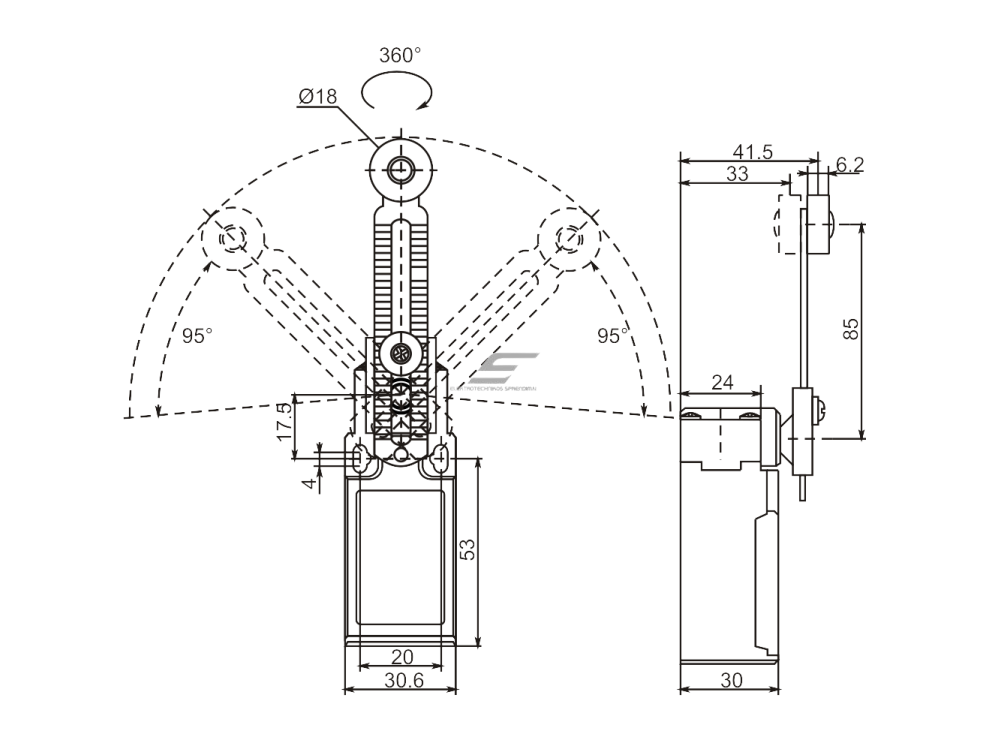 Mechaninis galinės padėties (galinukas) jungiklis su ratuku | 1NO+1NC | IP65 | plastikinis | FLS 15M33Р | Promfactor Baltic | FLS15M33P65 | 4779040158984 1 Mechaninis galinės padėties (galinukas) jungiklis su ratuku | 1NO+1NC | IP65 | plastikinis | FLS 15M33Р | Promfactor Baltic | FLS15M33P65 | 4779040158984 1