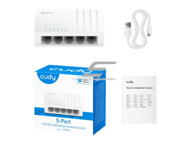 Gigabit Ethernet komutatorius 5 portai | laidinio tinklo išplėtimas | 10Gbps | 7.44Mpps | 1000Mbps | Plug & Play | nekonfiguruojamas | SWITCH CUDY GS105U Gigabit Ethernet komutatorius 5 portai | laidinio tinklo išplėtimas | 10Gbps | 7.44Mpps | 1000Mbps | Plug & Play | nekonfiguruojamas | SWITCH CUDY GS105U