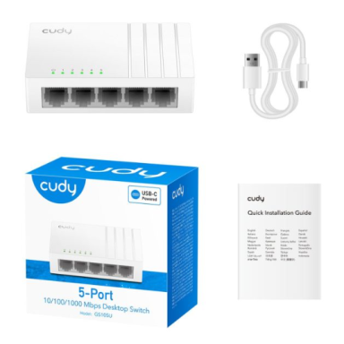 Gigabit Ethernet slēdzis ar 5 portiem | Vadu tīkla paplašināšana | 10Gbps | 7.44Mpps | 1000Mbps | Plug & Play | Nekonfigurējams | SWITCH CUDY GS105U Gigabit Ethernet slēdzis ar 5 portiem | Vadu tīkla paplašināšana | 10Gbps | 7.44Mpps | 1000Mbps | Plug & Play | Nekonfigurējams | SWITCH CUDY GS105U