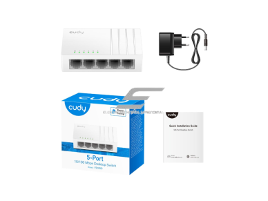 Ethernet komutatorius 5 portų | 10/100 Mbps | 0.744 Mpps | nekonfiguruojamas | „Plug & Play“ | Auto MDI/MDIX | plastikinis korpusas 2 Ethernet komutatorius 5 portų | 10/100 Mbps | 0.744 Mpps | nekonfiguruojamas | „Plug & Play“ | Auto MDI/MDIX | plastikinis korpusas 2