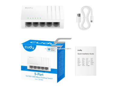 Gigabit Ethernet komutatorius 5 portai | laidinio tinklo išplėtimas | 10Gbps | 7.44Mpps | 1000Mbps | Plug & Play | nekonfiguruojamas | SWITCH CUDY GS105U 1