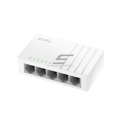5 portu Ethernet komutators | 10/100 Mbps | 0,744 Mpps | nepārvaldāms | Plug & Play | Auto MDI/MDIX | plastmasas korpuss 1