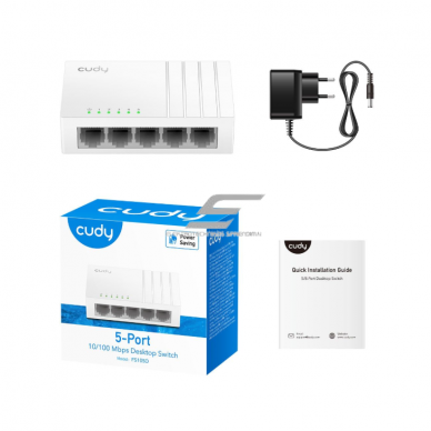 5 portu Ethernet komutators | 10/100 Mbps | 0,744 Mpps | nepārvaldāms | Plug & Play | Auto MDI/MDIX | plastmasas korpuss 2
