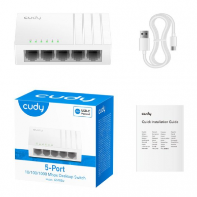 Gigabit Etherneti lüliti 5 pordiga | Juhtmega võrgu laiendus | 10Gbps | 7.44Mpps | 1000Mbps | Plug & Play | Konfigureerimata | SWITCH CUDY GS105U 1 Gigabit Etherneti lüliti 5 pordiga | Juhtmega võrgu laiendus | 10Gbps | 7.44Mpps | 1000Mbps | Plug & Play | Konfigureerimata | SWITCH CUDY GS105U 1