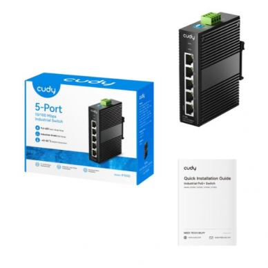 Przełącznik Ethernet 5 portów | Rozszerzenie sieci przewodowej | 1Gbps | 0,744Mpps | 5x10/100Mbps | Plug & Play | Przemysłowy | SWITCH CUDY IF1005 2 Przełącznik Ethernet 5 portów | Rozszerzenie sieci przewodowej | 1Gbps | 0,744Mpps | 5x10/100Mbps | Plug & Play | Przemysłowy | SWITCH CUDY IF1005 2