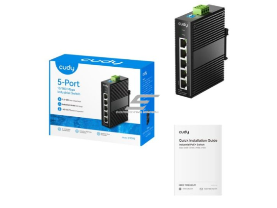 Ethernet komutatorius 5 portai | laidinio tinklo išplėtimas | 10Gbps | 7.44Mpps | 5x10/100/1000Mbps | pramoninis | SWITCH CUDY IG1005 2 Ethernet komutatorius 5 portai | laidinio tinklo išplėtimas | 10Gbps | 7.44Mpps | 5x10/100/1000Mbps | pramoninis | SWITCH CUDY IG1005 2