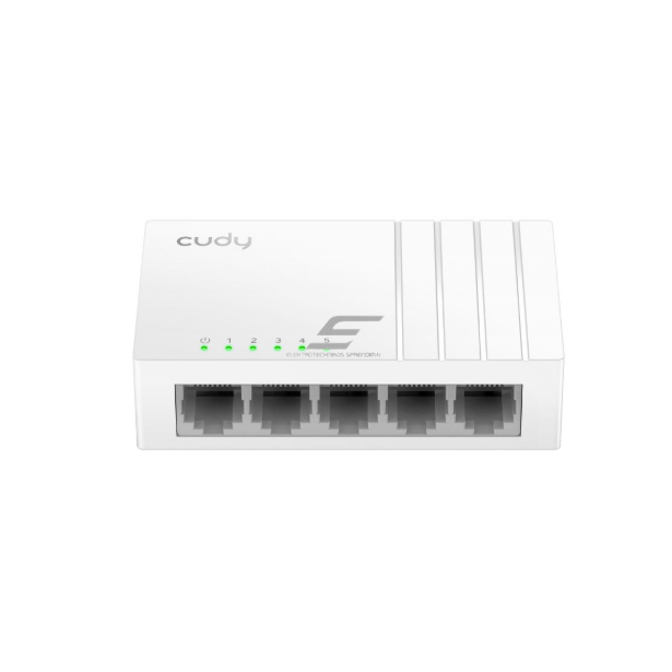 5 portu Ethernet komutators | 10/100 Mbps | 0,744 Mpps | nepārvaldāms | Plug & Play | Auto MDI/MDIX | plastmasas korpuss