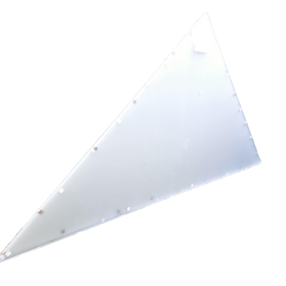 Izturīgs stikls 4mm | matēts | balts | trīsstūra formas | 1500x1500x4mm