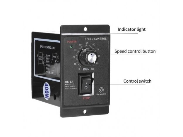 Greičio reguliatorius | 3A | 400W | 230V | 90-1700rpm | US-52 | E17997 2