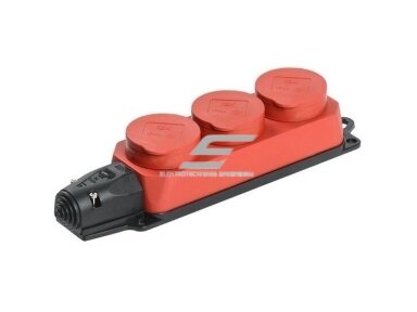 Kištukinis lizdas | 3xSchuko | 16A | 250V | su dangteliu | gumuotas | raudonas/juodas | IP44 | IEK | Omega | PKR61-016-2-K04 | 4606056609233 Kištukinis lizdas | 3xSchuko | 16A | 250V | su dangteliu | gumuotas | raudonas/juodas | IP44 | IEK | Omega | PKR61-016-2-K04 | 4606056609233