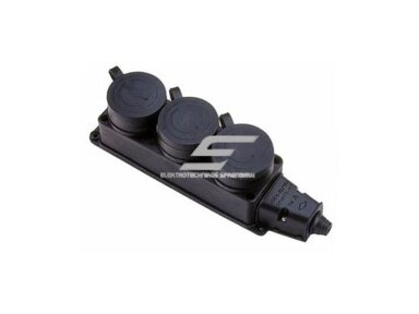 Kištukinis lizdas | 3xSchuko | 16A | 250V | su dangteliu | gumuotas | juodas | IP44 | IEK | 4606056209723 Kištukinis lizdas | 3xSchuko | 16A | 250V | su dangteliu | gumuotas | juodas | IP44 | IEK | 4606056209723