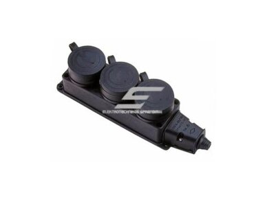 Kištukinis lizdas | 3xSchuko | 16A | 250V | su dangteliu | gumuotas | juodas | IP44 | IEK | 4606056209723 Kištukinis lizdas | 3xSchuko | 16A | 250V | su dangteliu | gumuotas | juodas | IP44 | IEK | 4606056209723