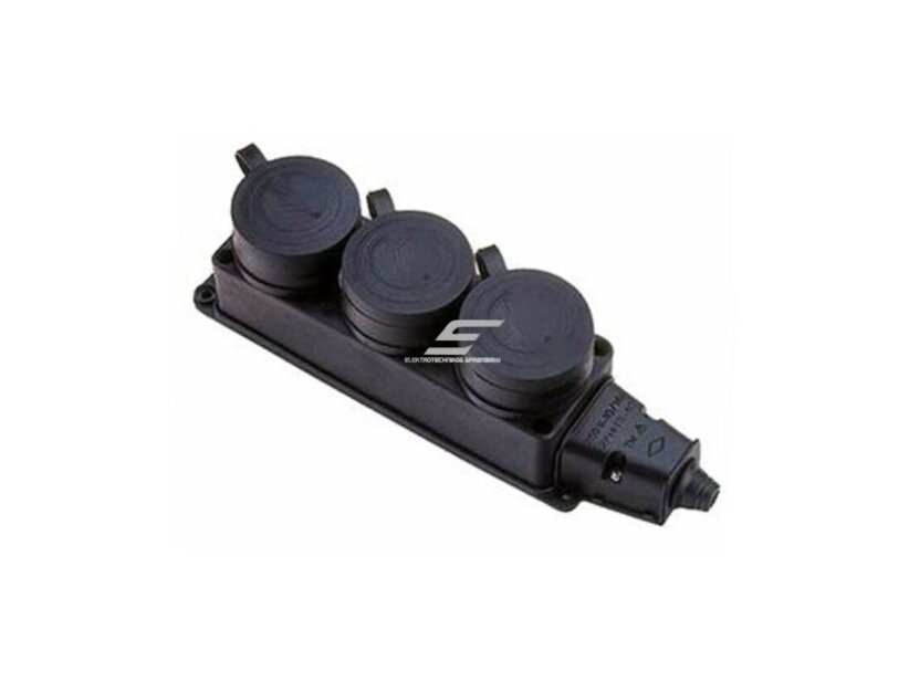 Kištukinis lizdas | 3xSchuko | 16A | 250V | su dangteliu | gumuotas | juodas | IP44 | IEK | 4606056209723 Kištukinis lizdas | 3xSchuko | 16A | 250V | su dangteliu | gumuotas | juodas | IP44 | IEK | 4606056209723
