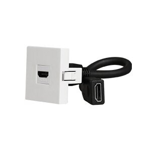 HDMI socket | with cable | 1 gang | 2 modules | flush-mounted | white HDMI socket | with cable | 1 gang | 2 modules | flush-mounted | white
