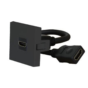 HDMI socket | with cable | 1 gang | 2 modules | flush-mounted | black HDMI socket | with cable | 1 gang | 2 modules | flush-mounted | black