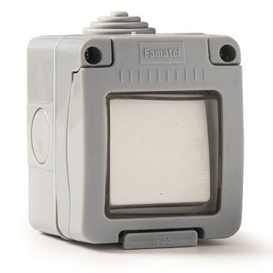 Hermetic switch | 1 gang | 10A | surface-mounted | IP55 | grey | Famatel | 19032 Hermetic switch | 1 gang | 10A | surface-mounted | IP55 | grey | Famatel | 19032