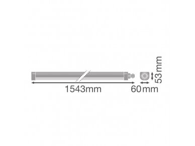 Pramoninis hermetinis LED šviestuvas | garažų tipo | 34–50W | 230V | 4000K | 6100lm | 1543x60x53mm | dimeriuojamas | virštinkinis | IP66 | Ledvance | DAMPPROOF | L03-DPCOMP50 | 4058075740891 3