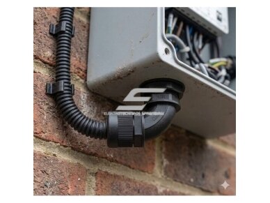 Hermetinis kampinis kabelio | gofruoto vamzdžio įvadas į elektros skydą | korpusą | 90° alkūnė | su veržle ir tarpine | D20mm | M25x1.5 | IP68 | juodas 4 Hermetinis kampinis kabelio | gofruoto vamzdžio įvadas į elektros skydą | korpusą | 90° alkūnė | su veržle ir tarpine | D20mm | M25x1.5 | IP68 | juodas 4
