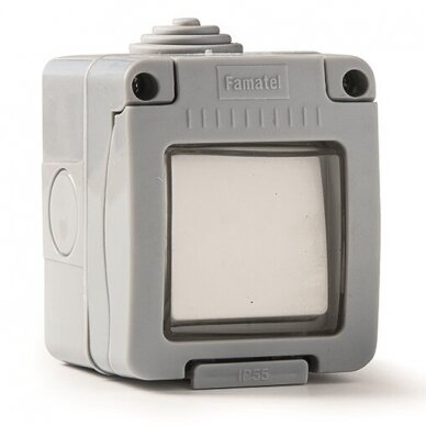 Hermetic switch | 1 gang | 10A | surface-mounted | IP55 | grey | Famatel | 19032 Hermetic switch | 1 gang | 10A | surface-mounted | IP55 | grey | Famatel | 19032