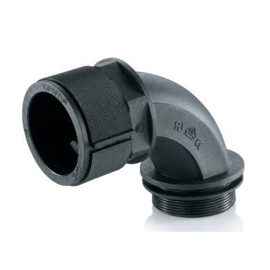 Waterproof angled cable | corrugated conduit entry into electrical panel | enclosure | 90° elbow | with locknut and sealing gasket | D12mm | Pg13.5 | IP68 | black 1 Waterproof angled cable | corrugated conduit entry into electrical panel | enclosure | 90° elbow | with locknut and sealing gasket | D12mm | Pg13.5 | IP68 | black 1