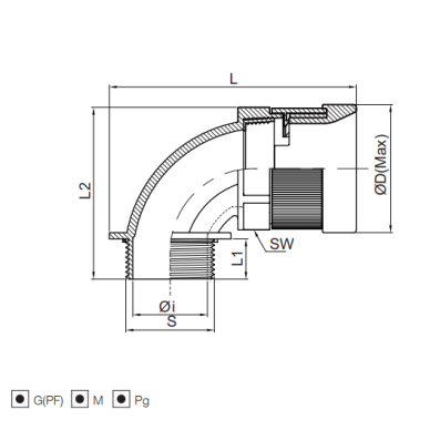 Waterproof angled cable | corrugated conduit entry into electrical distribution board | enclosure | 90° elbow | with nut and gasket | D10mm | Pg09 | IP68 | grey 2 Waterproof angled cable | corrugated conduit entry into electrical distribution board | enclosure | 90° elbow | with nut and gasket | D10mm | Pg09 | IP68 | grey 2