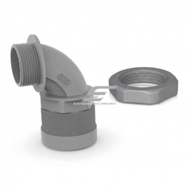 Hermetic angled cable | corrugated conduit entry into electrical distribution box | enclosure | 90° elbow | with nut and gasket | D10mm | M12x1.5 | IP68 | gray