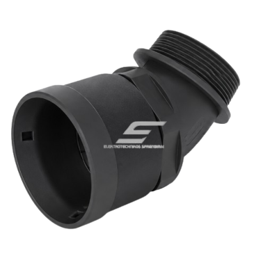 Hermetic angled cable | corrugated conduit entry into electrical distribution box | enclosure | 45° elbow | with nut and gasket | D10mm | G1/2" | IP68 | black 1 Hermetic angled cable | corrugated conduit entry into electrical distribution box | enclosure | 45° elbow | with nut and gasket | D10mm | G1/2" | IP68 | black 1