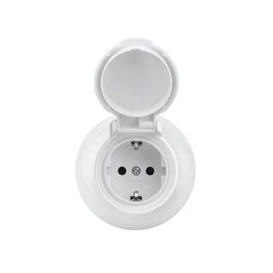 Weatherproof socket with cover | 1 gang | 16A | 230V | flush-mounted | plastic | retro style | white 1 Weatherproof socket with cover | 1 gang | 16A | 230V | flush-mounted | plastic | retro style | white 1