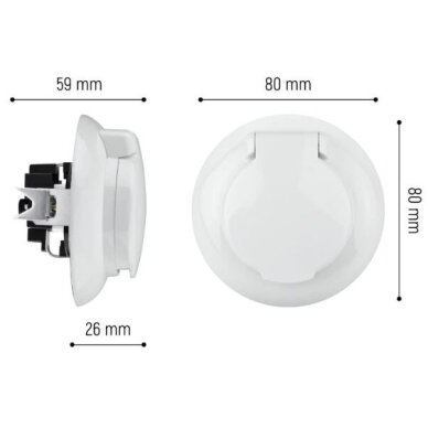 Weatherproof socket with cover | 1 gang | 16A | 230V | flush-mounted | plastic | retro style | white 4 Weatherproof socket with cover | 1 gang | 16A | 230V | flush-mounted | plastic | retro style | white 4