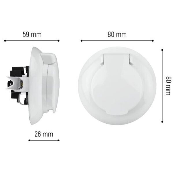 Weatherproof socket with cover | 1 gang | 16A | 230V | flush-mounted | plastic | retro style | white 4 Weatherproof socket with cover | 1 gang | 16A | 230V | flush-mounted | plastic | retro style | white 4