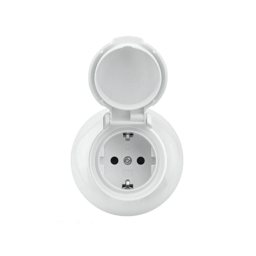 Weatherproof socket with cover | 1 gang | 16A | 230V | flush-mounted | plastic | retro style | white 1 Weatherproof socket with cover | 1 gang | 16A | 230V | flush-mounted | plastic | retro style | white 1