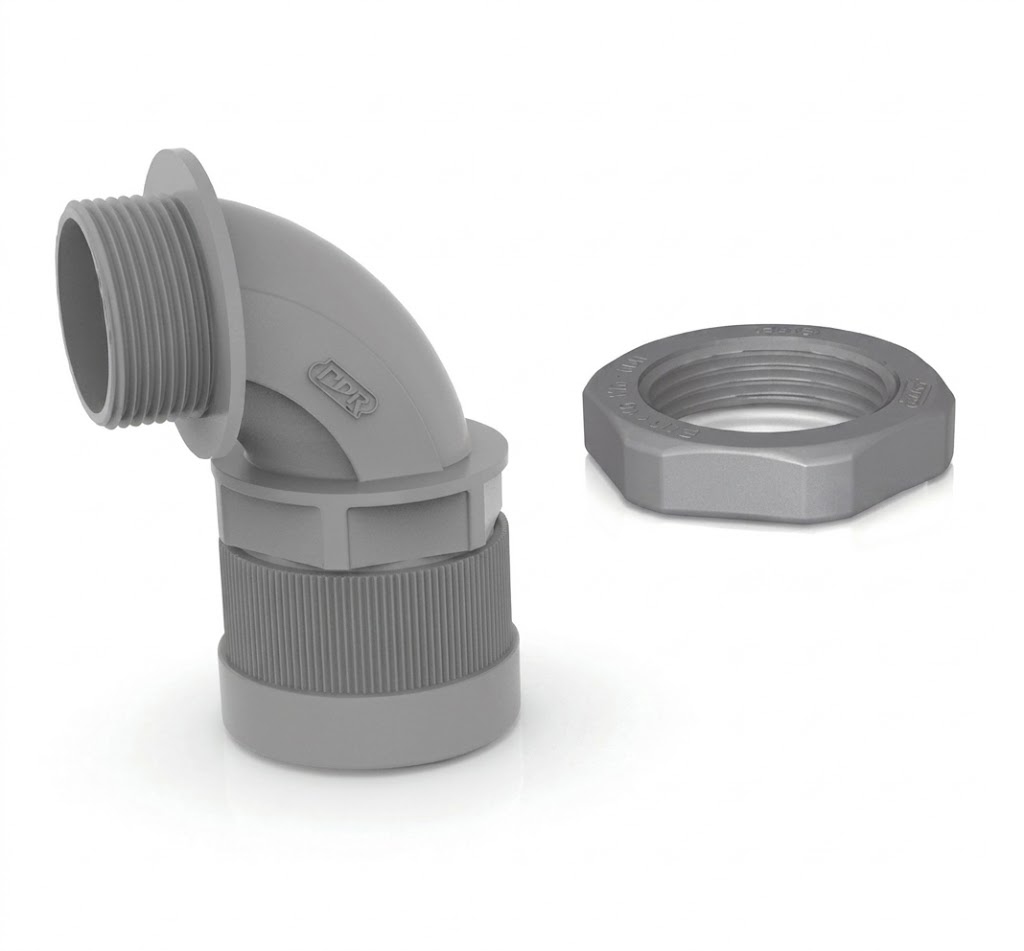 Waterproof angled cable | corrugated conduit entry into electrical ...
