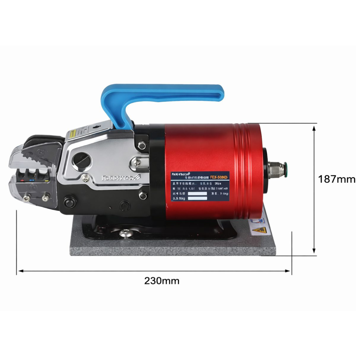 Pneumatic cable lug crimping press for crimping | 13.5 kN | 6–70 mm² | bench-mounted | air pressure 0.4–1 MPa 2