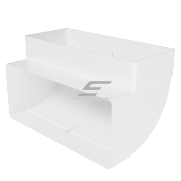 Vertikālais savienotājs kvadrātveida gaisa kanālam | 90° elkonis | ventilācijas sistēmām | 220x90 mm | plastmasa 1 Vertikālais savienotājs kvadrātveida gaisa kanālam | 90° elkonis | ventilācijas sistēmām | 220x90 mm | plastmasa 1