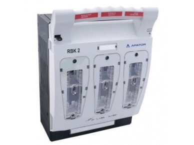 Horizontalus saugiklių kirtiklių laikiklis blokas | 400A | 690V | 100kA | 208x319x183mm | ant šynos | Apator | RBK 2pro-SD-M 60 | 63-811686-061 Horizontalus saugiklių kirtiklių laikiklis blokas | 400A | 690V | 100kA | 208x319x183mm | ant šynos | Apator | RBK 2pro-SD-M 60 | 63-811686-061