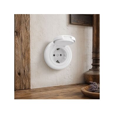 Weatherproof socket with cover | 1 gang | 16A | 230V | flush-mounted | plastic | retro style | white 5 Weatherproof socket with cover | 1 gang | 16A | 230V | flush-mounted | plastic | retro style | white 5