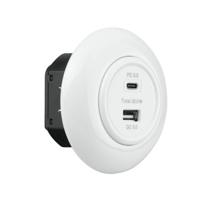 Lādētājs | USB-A + USB-C | 2 pieslēgvietas | 12A | 20W | 230V | zemapmetuma | plastmasas | retro stila | balts 1 Lādētājs | USB-A + USB-C | 2 pieslēgvietas | 12A | 20W | 230V | zemapmetuma | plastmasas | retro stila | balts 1