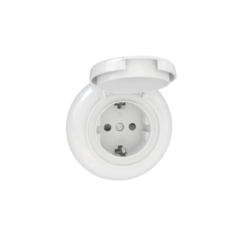 Weatherproof socket with cover | 1 gang | 16A | 230V | flush-mounted | plastic | retro style | white Weatherproof socket with cover | 1 gang | 16A | 230V | flush-mounted | plastic | retro style | white